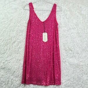 Vine & Love hot pink sequin mini dress, new with original tag attached.